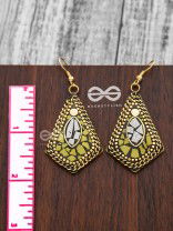 A Handcrafted Delight - Golden Yellow Tribal Style Earrings