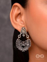 The Godly Artwork Danglers (Onyx Black) - Embellished Oxidised Collection