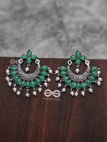 The Elegance of Royalty(Emerald Green)- Embellished Oxidised Earrings