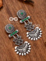 A Bohemian Statement (Emerald Green) - Embellished Oxidised Earrings