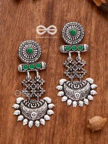 A Bohemian Statement (Emerald Green) - Embellished Oxidised Earrings