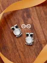 The Little Embellished Owls- Tiny Trinket Earrings (White)