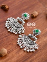 The Little Intricate Danglers (Emerald Green) - Embellished Oxidised Collection