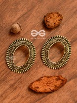 The Little Bohemian Oval Studs(Golden) - Oxidised Boho Earrings