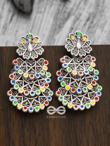 The Multi-Layered Multicoloured Peacocks - Oxidised Boho Earrings