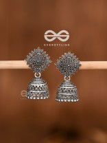 The Little Fern Jhumkis - Oxidised Boho Earrings