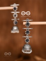 The Elegant Delight - Triple Layered Jhumkas (Onyx Black)