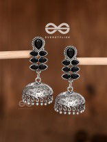 The Woman of Finesse - Embellished Oxidised Jhumkas (Onyx Black)
