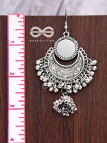 The Mirror Motif Jhumkis - Oxidised Boho Earrings