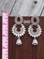 The Multilayered Intricate Danglers - Oxidised Boho Earrings