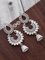 The Multilayered Intricate Danglers - Oxidised Boho Earrings