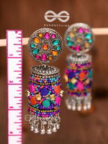 The Eye-Catching Statement Makers (Multicoloured) - Embellished Embroidered Jhumkas