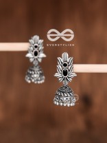 The Little Layered Jhumki (Onyx Black) - Embellished Oxidised Collection