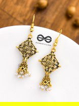 The Tiny Golden Square Artsy Jhumkis