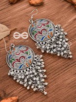 The Ethnic Enamelled Jhaalar - Oxidised Boho Earrings