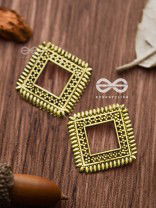 The Little Bohemian Squares (Golden)- Oxidised Boho Earrings