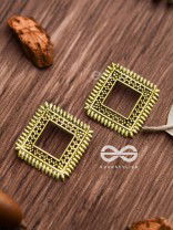 The Little Bohemian Squares (Golden)- Oxidised Boho Earrings