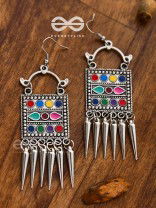 The Embellished Squares - Oxidised Boho Earrings
