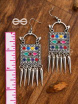 The Embellished Squares - Oxidised Boho Earrings