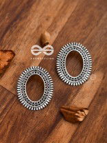The Little Bohemian Oval Studs(Silver) - Oxidised Boho Earrings
