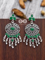 The Playful Elegance - Embellished Oxidised Earrings (Emerald Green)