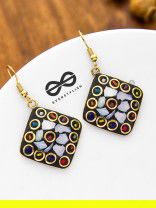 A Handcrafted Beauty - Golden Tribal Style Earrings