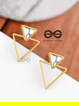The Golden Marbellous Triangles - Elegant Ear Jackets