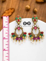 A Colourful Intricacy - Golden Boho Earrings