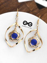 A Star-Studded Twist (Royal Blue) - Golden Light-weight Earrings