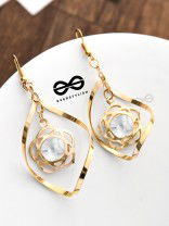 A Star-Studded Twist (Crystal White) - Golden Light-weight Earrings