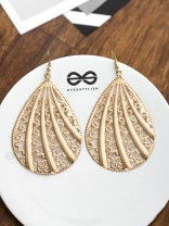 The Intricate Meshed Leaves - Golden Casual Earrings