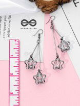 The Double Shimmery Stars (Gun Metal finish)- Casual Dangler Earrings