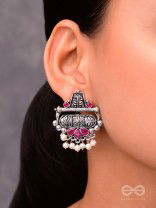 The Boho chic Intricate Embellished statement earrings (Ruby Red)