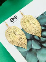 The Shimmery Leaflets - Golden Dangling Earrings