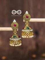The Golden Intricate Delight - Embellished Oxidised Earrings
