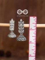 The Elegant Leaf Intricate Peacock Jhumkis - Oxidised Boho Earrings