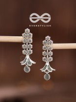 The Floral Delight Bell Jhumkis - Oxidised Boho Earrings