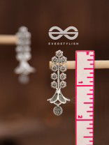 The Floral Delight Bell Jhumkis - Oxidised Boho Earrings