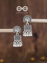 The Fanning Peacock Cylindrical Jhumkis - Tiny Trinket Collection