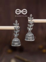 The Bohemian Leaflet Jhumkis - Oxidised Boho Collection