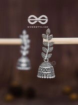 The Bohemian Leaflet Jhumkis - Oxidised Boho Collection