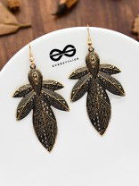 The Intricate Leaflets - Golden Enamelled Earrings