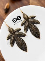 The Intricate Leaflets - Golden Enamelled Earrings