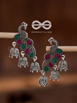 The Embellished Intricate Peacock Triple jhumkis