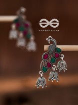 The Embellished Intricate Peacock Triple jhumkis
