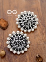 The classy Desire perfect pearl Embellished Statement Studs (Onyx Black)
