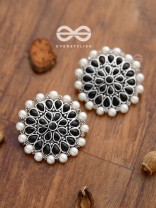 The classy Desire perfect pearl Embellished Statement Studs (Onyx Black)