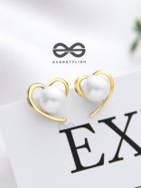 The Heart of Gold- Golden Pearl Stud Earrings