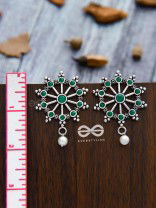 'Steering My Own Ship' - Embellished Oxidised Earrings (Emerald Green)
