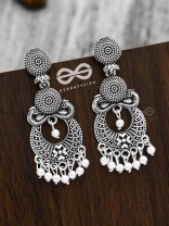 A Modish Peacock Artwork - Oxidised Boho Earrings